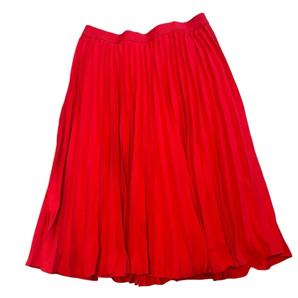 NWT Kate Kasin Cherry Tomato Red Midi Pleated Skirt Elastic Waist Size XL - Picture 1 of 3